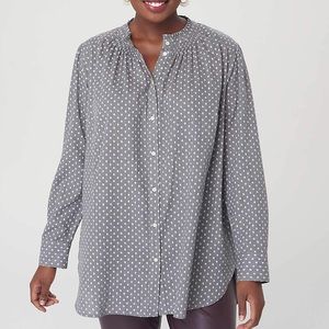 Worn once!LOFT Dotted Ruffle Collar Shirt